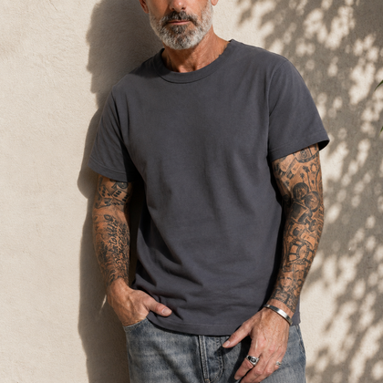 Premium Fitted Heritage Tee - Washed Black